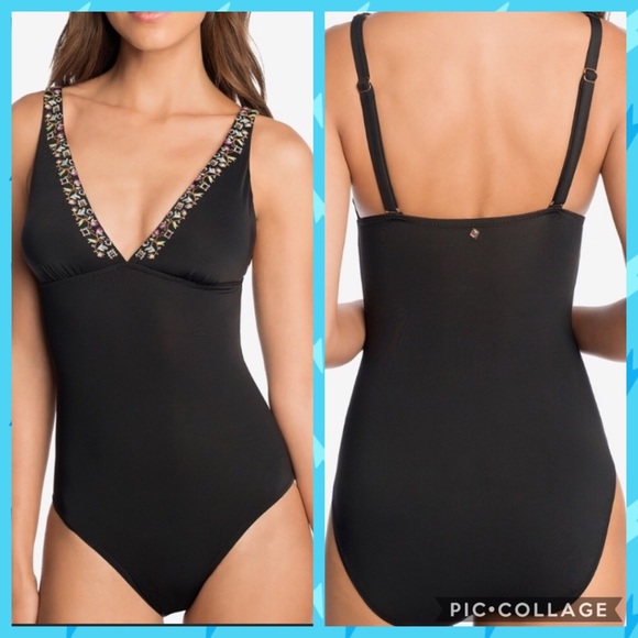 embroidered one piece swimsuit
